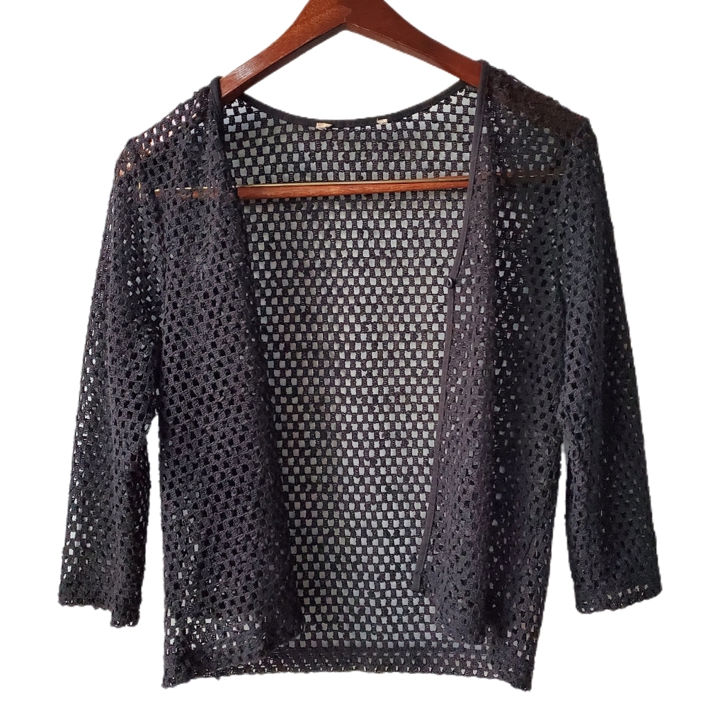Vintage Open Knit 3/4 Sleeve Lightweight Cardigan